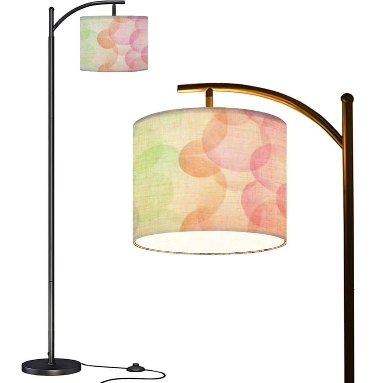 Arc Floor Lamps Japanese paper watercolor colorful Modern LED Adjustable Lampshade Standing Light for Living Room Reading Bedroom Office