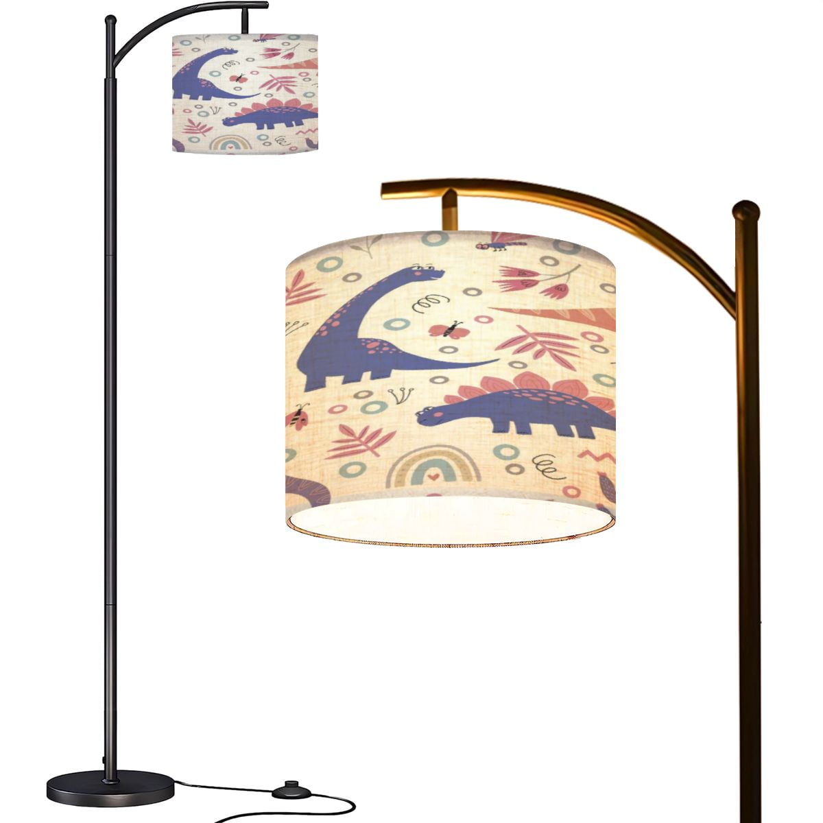 Arc Floor Lamps Kids seamless pattern cute dinosaurs tropical leaves ...