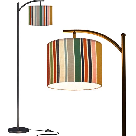 Arc Floor Lamps Knit cable decorative textile ribbons set Soutache style vertical Modern LED Adjustable Lampshade Standing Light for Living Room Reading Bedroom Office