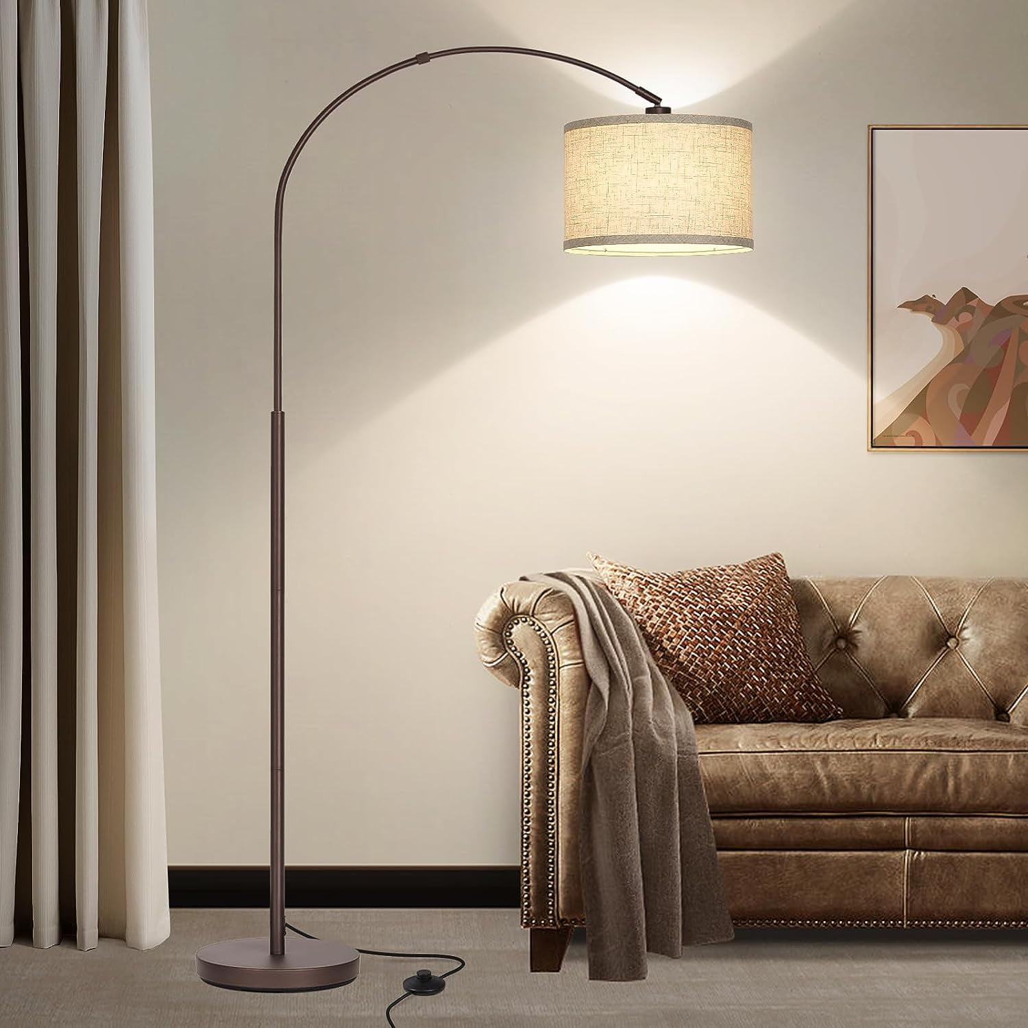 Arc Floor Lamps for Living Room, Modern Standing Lamp with Adjustable