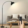thumbnail image 1 of Modern Tall Standing Lamp Remote Control,Stepless Dimmable Black Floor Lamp with Hanging Dome Shade, Over Couch Arched Reading Lamp for Bedroom (Bulb Included), 1 of 6