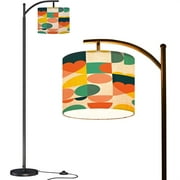 Arc Floor Lamps Mid century modern 60s 70s style seamles pattern retro minimalist Modern LED Adjustable Lampshade Standing Light for Living Room Reading Bedroom Office
