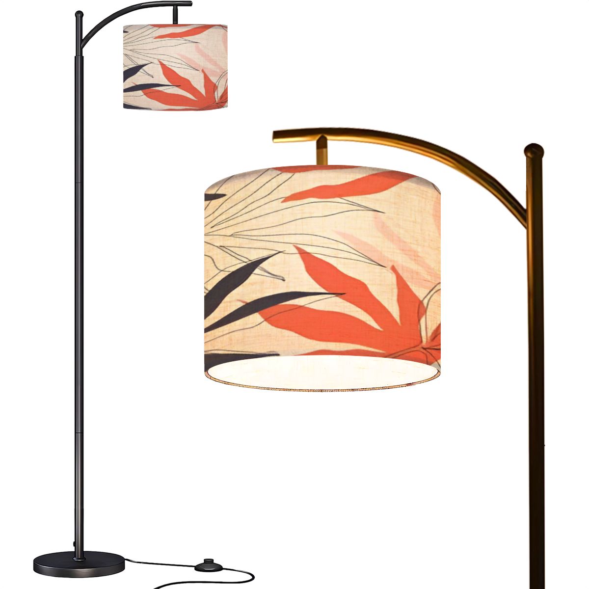 Arc Floor Lamps Modern exotic jungle plants pattern Creative collage contemporary Modern LED ...