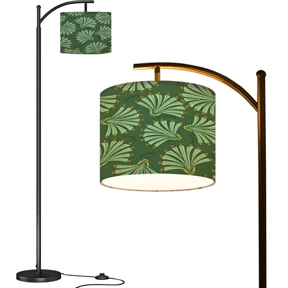 Arc Floor Lamps Modern leaves Abstract plant leaf art seamless pattern for fabric Modern LED Adjustable Lampshade Standing Light for Living Room Reading Bedroom Office