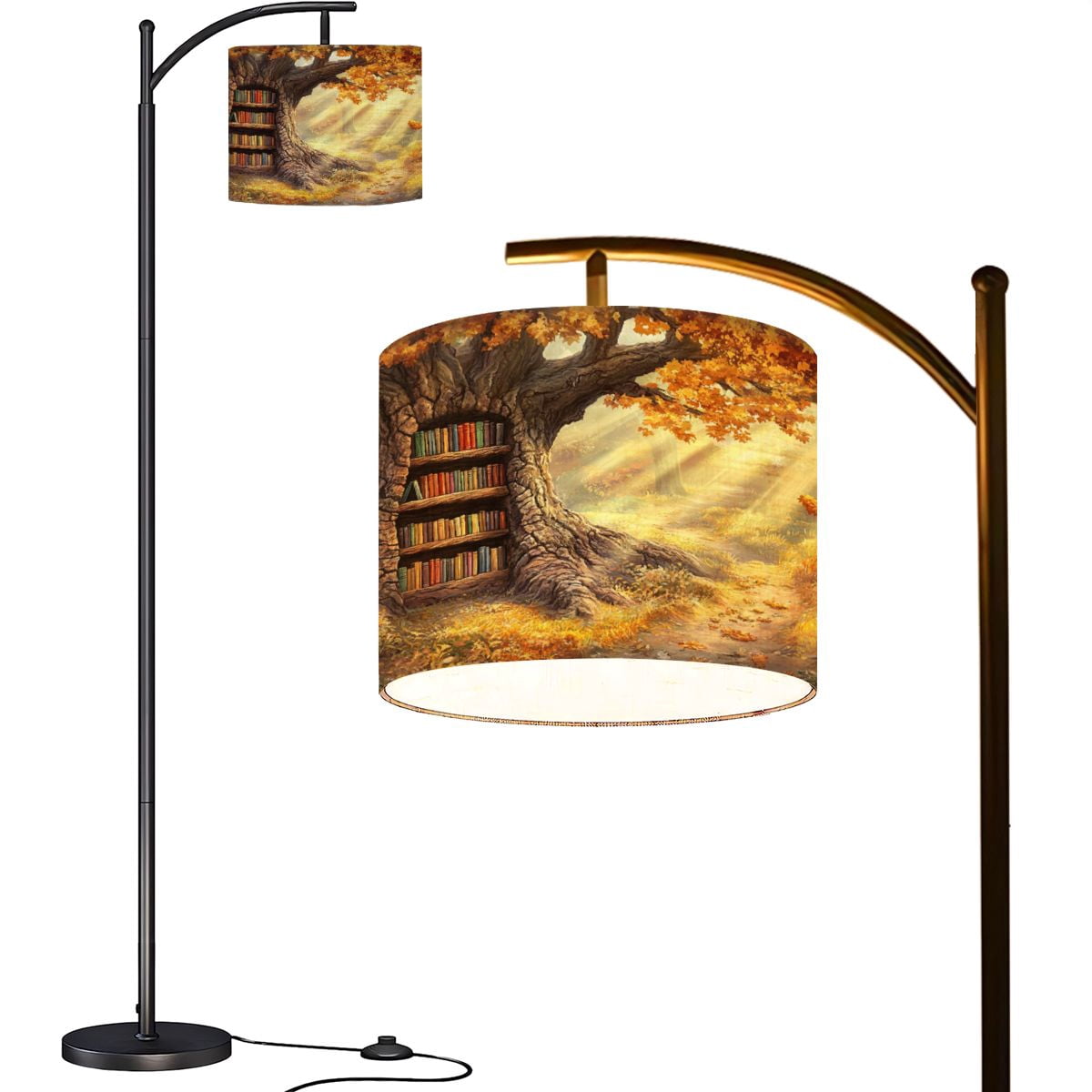 Arc Floor Lamps Natural Bookshelf Forest Sunlit Secret Library Modern ...