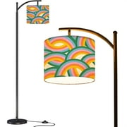 Arc Floor Lamps Retro 60s style rainbow seamless pattern pastel color stripes Colorful Modern LED Adjustable Lampshade Standing Light for Living Room Reading Bedroom Office