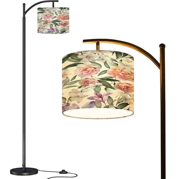 Arc Floor Lamps Seamless floral pattern Abstract beautiful flower pattern for fabric Modern LED Adjustable Lampshade Standing Light for Living Room Reading Bedroom Office