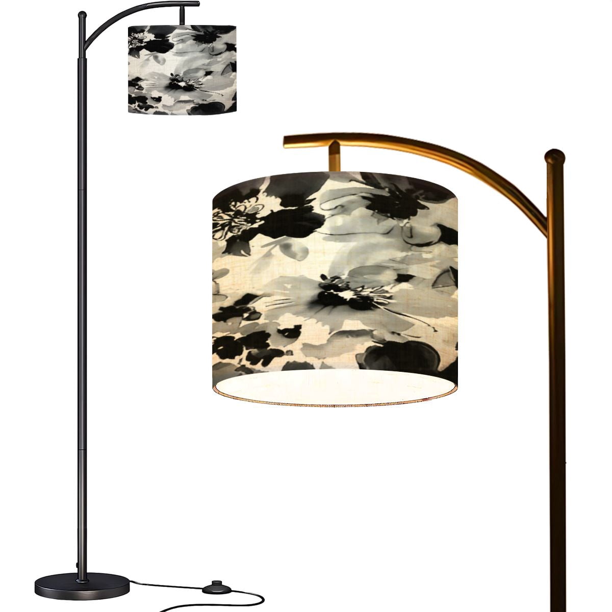 Arc Floor Lamps Seamless flower pattern dark floral elements watercolor ...