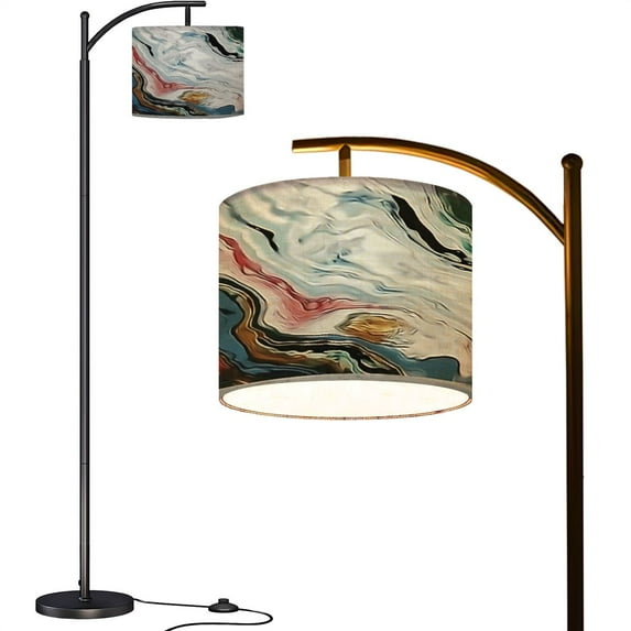 Arc Floor Lamps Seamless marble texture abstract liquid Abstract fluid colorful dark Modern LED Adjustable Lampshade Standing Light for Living Room Reading Bedroom Office