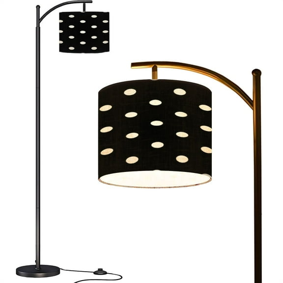 Arc Floor Lamps Seamless pattern Repeat circle shapes black white elements Trendy Modern LED Adjustable Lampshade Standing Light for Living Room Reading Bedroom Office