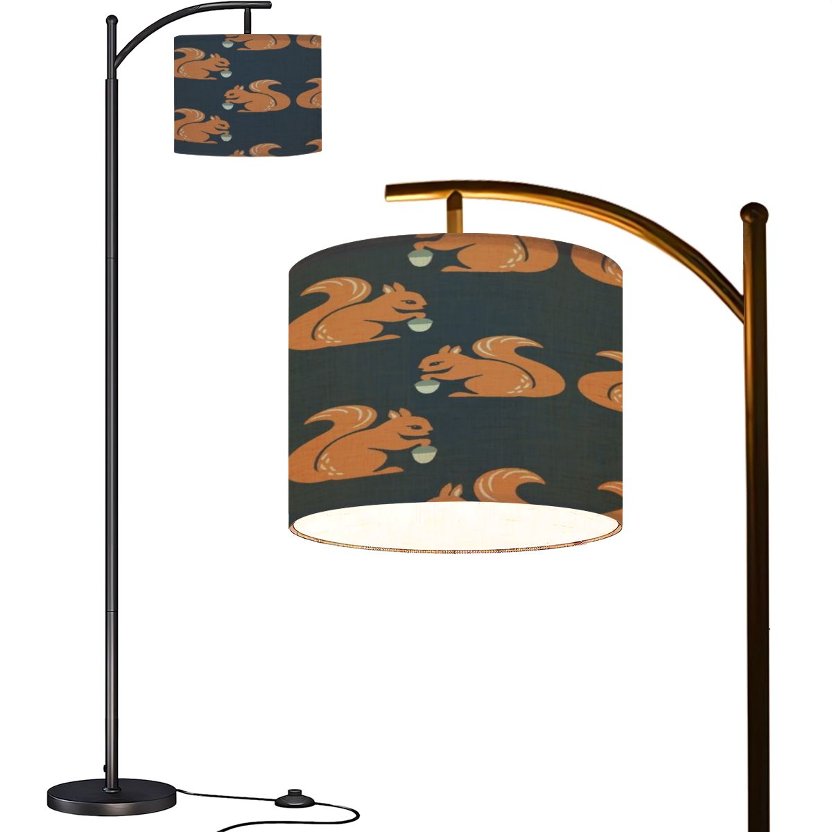 Arc Floor Lamps Seamless pattern cute squirrels acorns Hand drawn ...