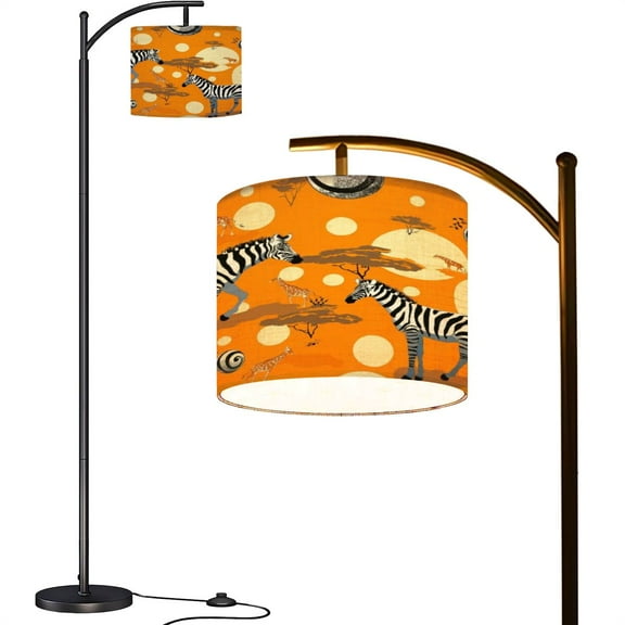 Arc Floor Lamps Seamless pattern zebras African style Modern LED Adjustable Lampshade Standing Light for Living Room Reading Bedroom Office
