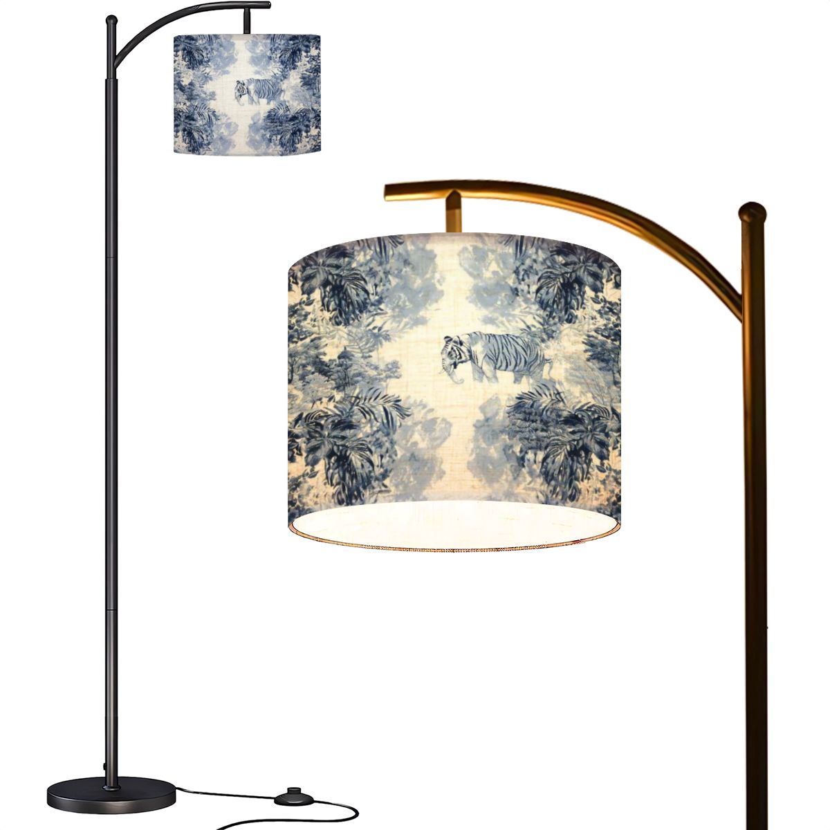 Arc Floor Lamps Tropical drawing palm tree tiger elephant leopard exotic seamless Modern LED ...