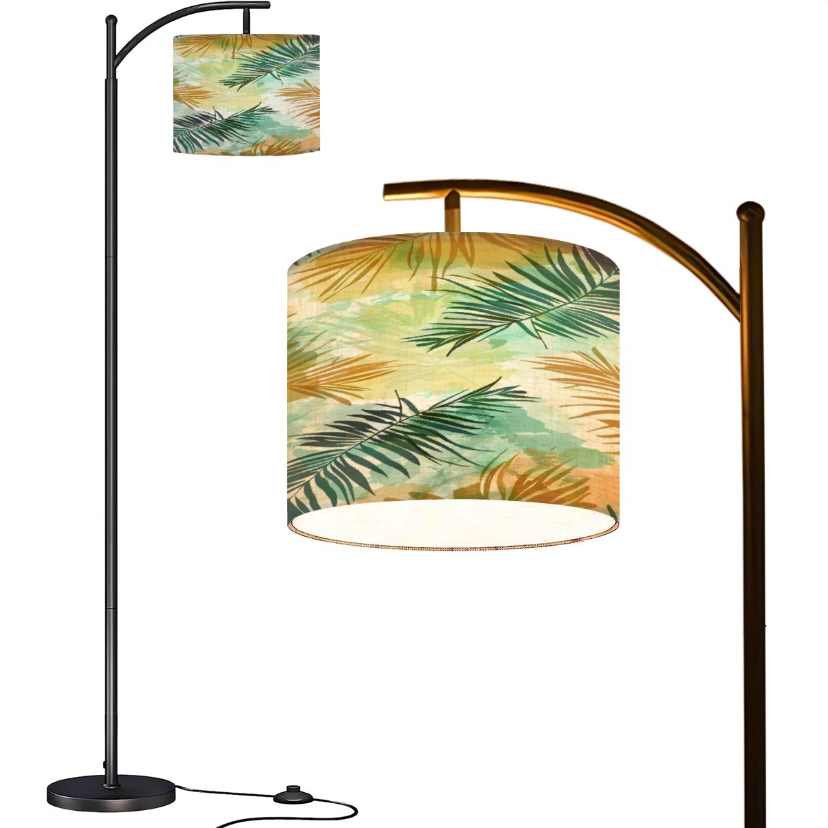 Arc Floor Lamps Tropical pattern Exotic print watercolor palm leaves seamless Leaves Modern LED ...