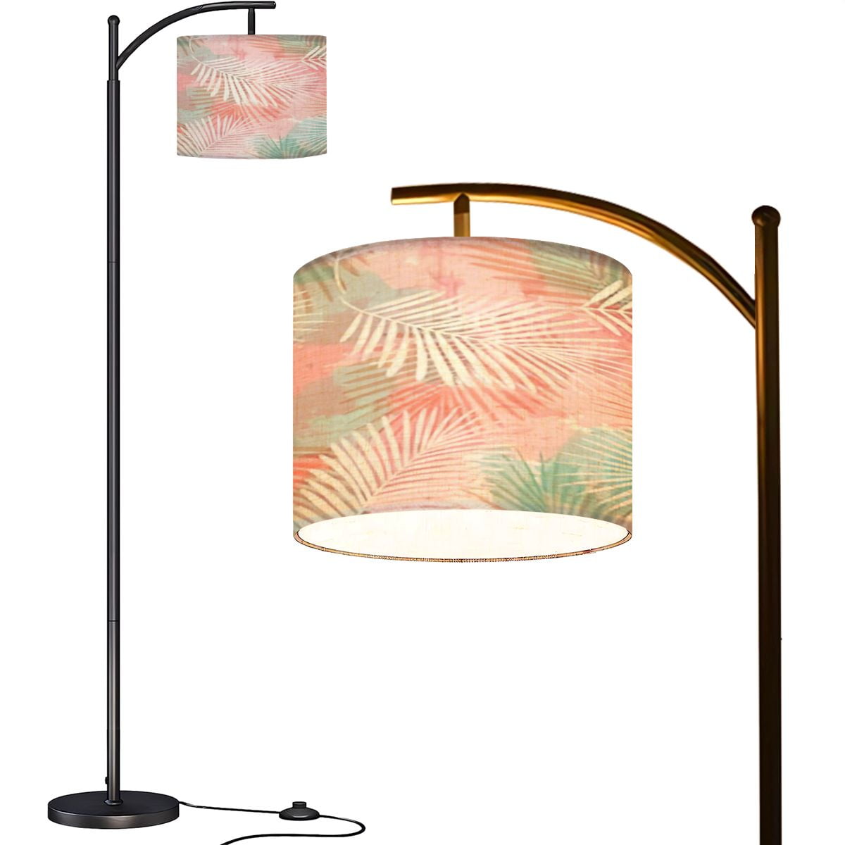 Arc Floor Lamps Tropical pattern Exotic print watercolor palm leaves ...