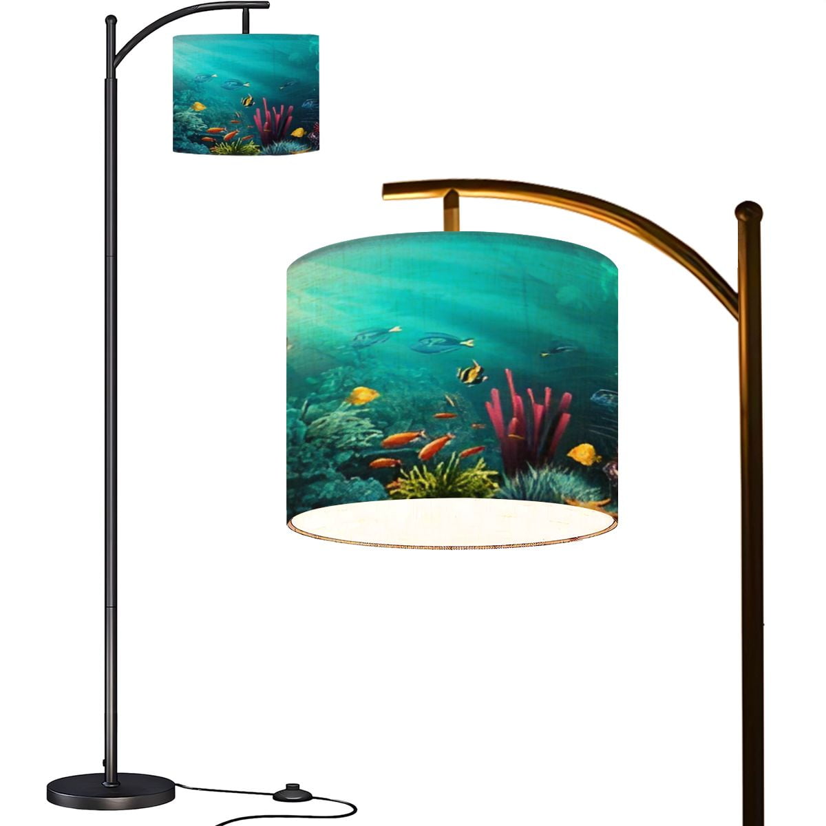 Arc Floor Lamps Cartoon sunken ship animal silhouettes