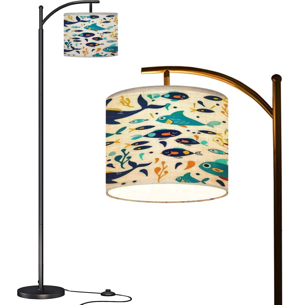 Arc Floor Lamps Underwater childrens print Cartoon fish whales ...