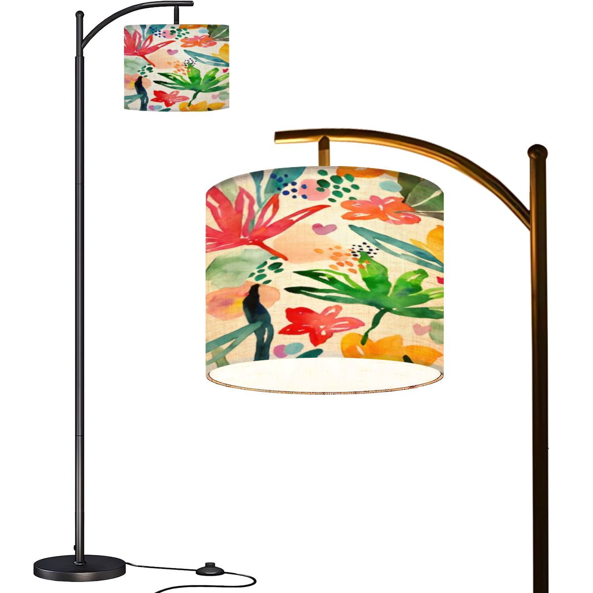 Arc Floor Lamps Watercolor exotic tropical plants flowers Seamless ...