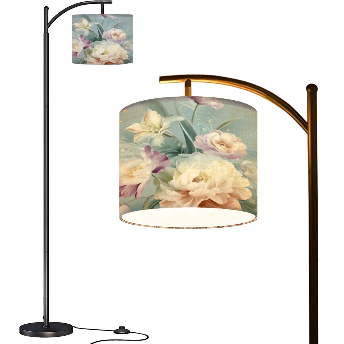 Arc Floor Lamps Watercolor flowers roses peonies paisley Modern LED ...
