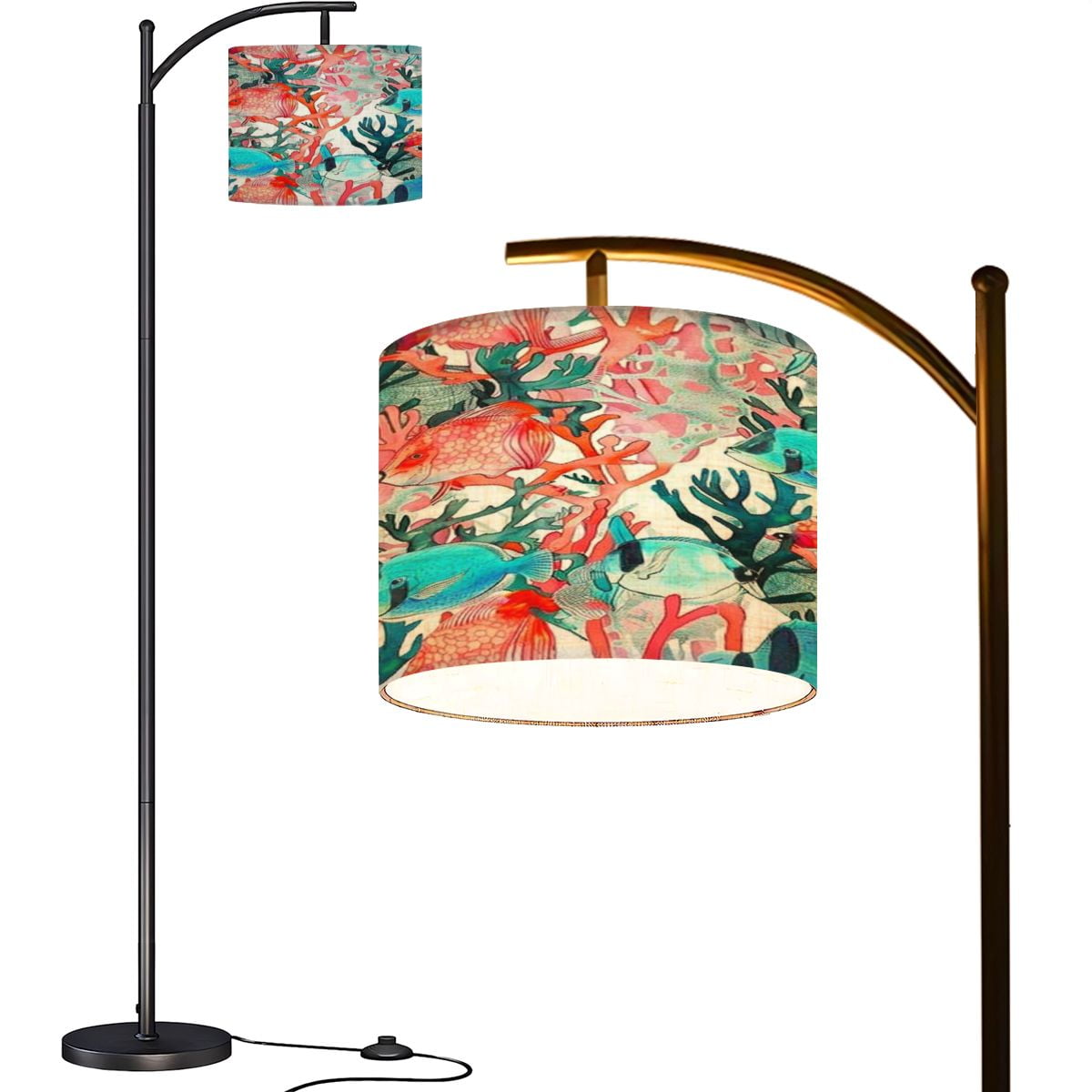 Arc Floor Lamps Watercolor seamless exotic fish coral Bright summer ...