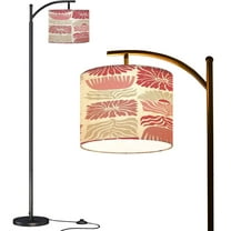 Arc Floor Lamps abstract floral seamless pattern inspired flowers white Good for Modern LED Adjustable Lampshade Standing Light for Living Room Reading Bedroom Office