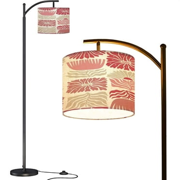 Arc Floor Lamps abstract floral seamless pattern inspired flowers white Good for Modern LED Adjustable Lampshade Standing Light for Living Room Reading Bedroom Office