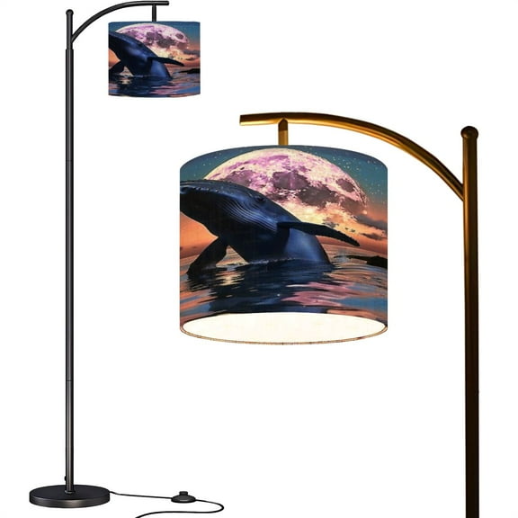 Arc Floor Lamps exoplanet ocean 3D rendering Modern LED Adjustable Lampshade Standing Light for Living Room Reading Bedroom