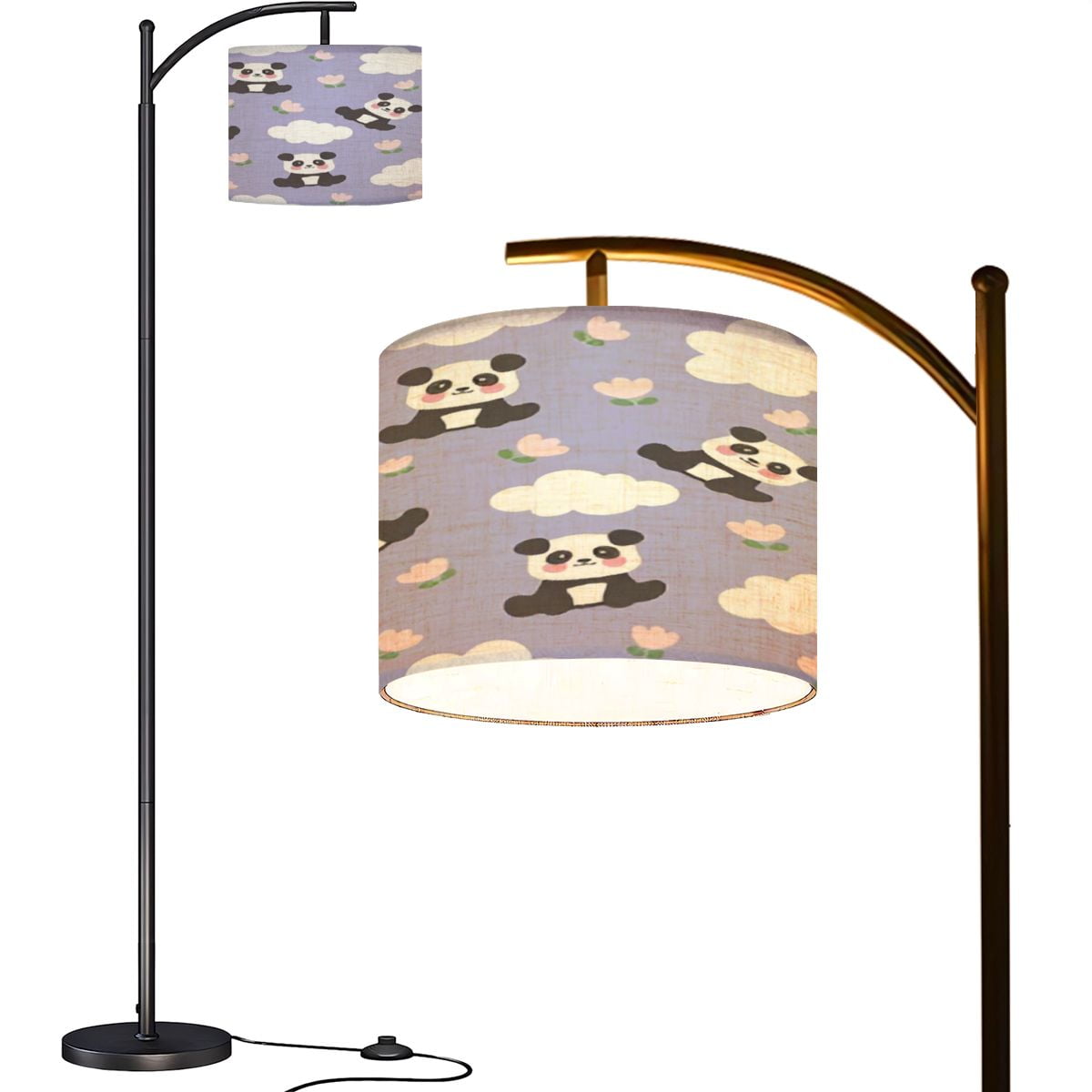 Arc Floor Lamps kawaii panda bear sitting purple floral kids cute ...