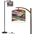 thumbnail image 1 of Arc Floor Lamps oil paint Marble Pink Water Color Blue Ink Paint Purple Ink Watercolor Modern LED Adjustable Lampshade Standing Light for Living Room Reading Bedroom Office, 1 of 5
