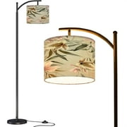 Arc Floor Lamps seamless pattern gold leaves Exotic botanical for cosmetics spa Modern LED Adjustable Lampshade Standing Light for Living Room Reading Bedroom Office