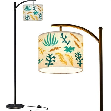 Arc Floor Lamps set corals Bright sea elements are white Beautiful underwater flora Modern LED Adjustable Lampshade Standing Light for Living Room Reading Bedroom Office