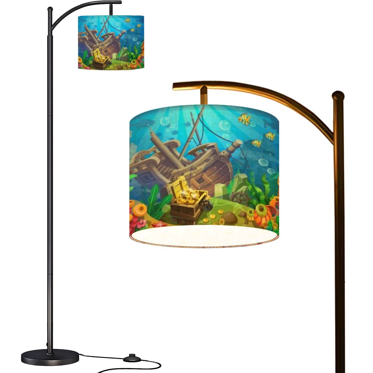 Arc Floor Lamps Silhouette scuba diver blue sea Underwater