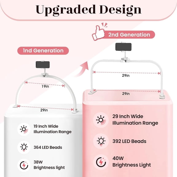 Arc Half Moon Light: 29" Foldable Half Moon Lamp with Phone Holder for Desk Salon Table - No Flicker & Shadow-Free Desk Lamps with 3 Color Modes & 10 Brightness for Manicurist Nail Tech