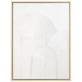 Arc Harmony Heavily Textured Hand Painted White Framed Canvas Wall Art
