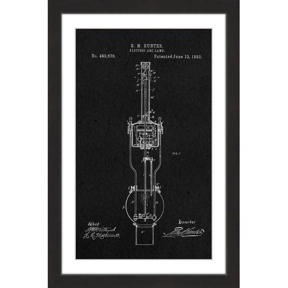 "Arc Lamp 1893 Black Paper" Framed Painting Art Print, 24" x 1.5"