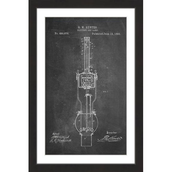 "Arc Lamp 1893 Chalk" Framed Painting Art Print, 12" x 1.5"