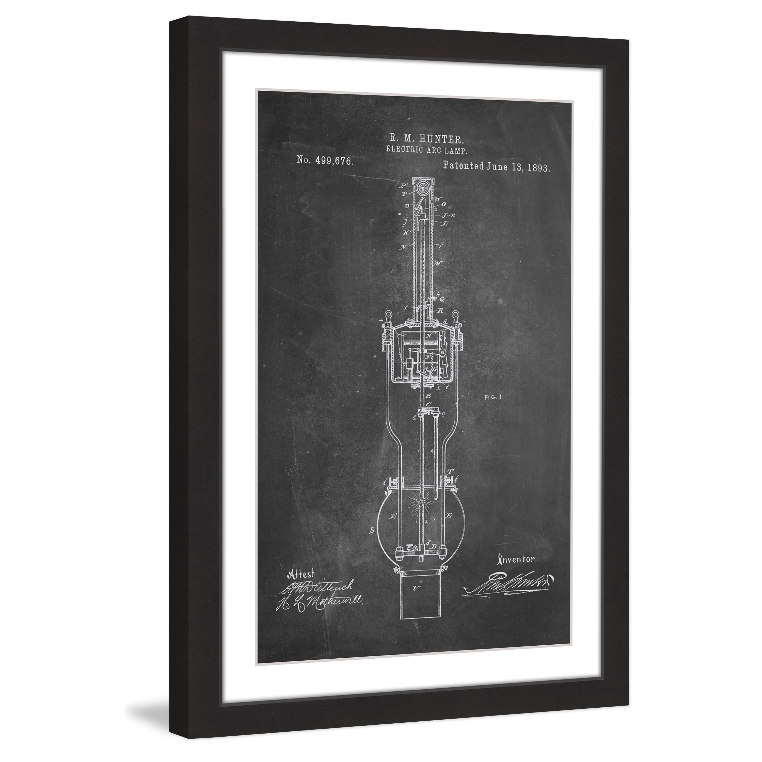 "Arc Lamp 1893 Chalk" Framed Painting Print