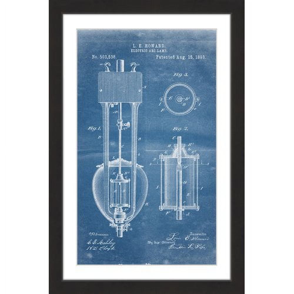 "Arc Lamp 2 1893 Blueprint" Framed Painting Art Print