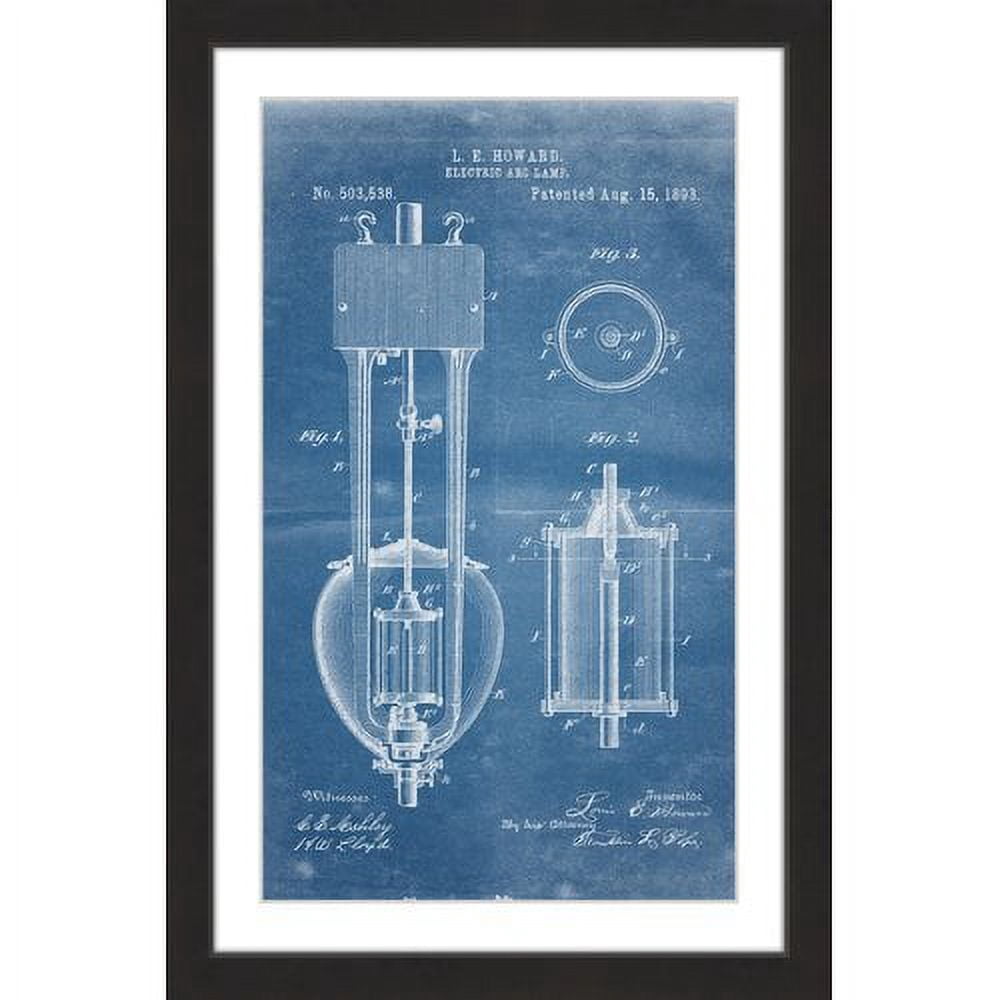 "Arc Lamp 2 1893 Blueprint" Framed Painting Print