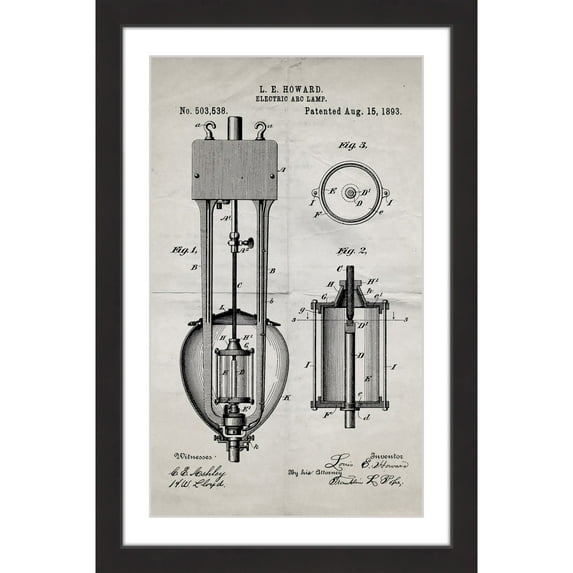 "Arc Lamp 2 1893 Old Paper" Framed Painting Print
