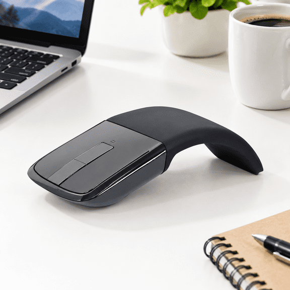 Arc Mouse Foldable Slim And Portable Mini Wirelessputer Travel Folding Optical Touch Mice For Laptop Tablet - Black
