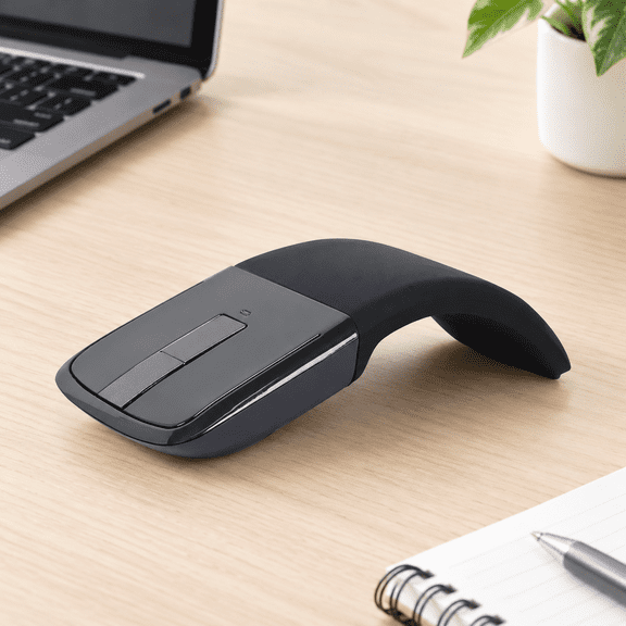 Arc Mouse Foldable Slim And Portable Mini Wirelessputer Travel Folding Optical Touch Mice For Laptop Tablet - Black