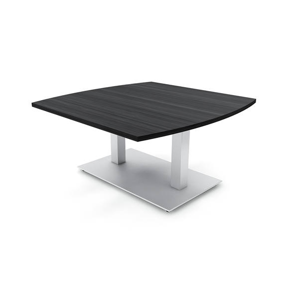 Arc Rectangle Coffee Table For Office Reception Double Post Metal Base