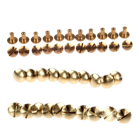 Arc Solid Brass Button Stud Screw Nail Screw Back Leather Rivet Belt 10 PCS 6mm & 10 PCS 8mm,20 x Brass Arc Button Stud Screw nail,copper