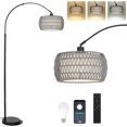 thumbnail image 1 of Arc Standing Lamp, Boho Floor Lamps for living room with Remote and LED Dimming Bulb, Rattan Tall Lamp for Bedroom with 3 Color Temperatures, Height Adjustable Farmhouse Stand up Light for Office, 1 of 18