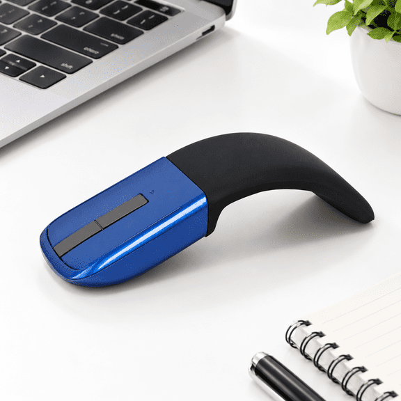 Arc Touch Travel Mouse Foldable Slim And Portable Mini Wirelessputer Folding Optical Mice For Laptop Notebook Tablet - Black & Blu