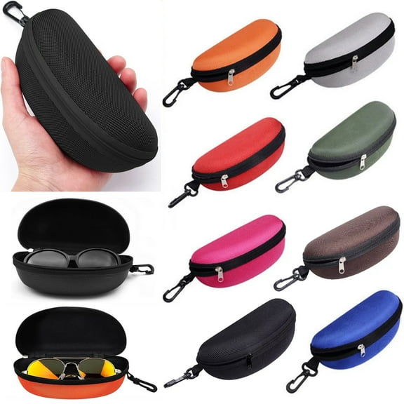 Arc Zipper Sunglasses Case, (1 Pack) Portable Travel Hard Shell Eyeglasses Box Frame glasses Case with Clip For Mens and Womens
