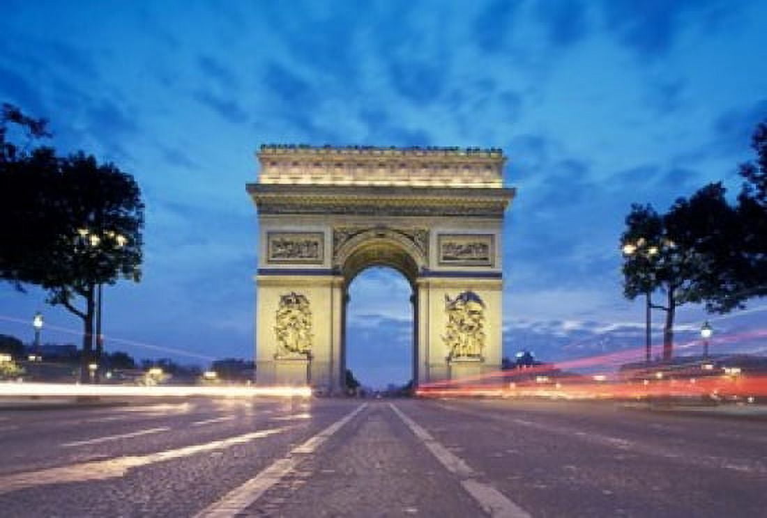 Arc de Triomphe From Champs Elysees Paris France Canvas Art - Walter Bibikow DanitaDelimont (26 x 18)