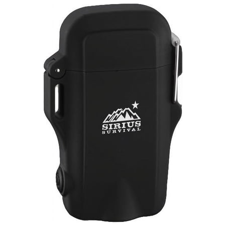 Arc4 Lit Lighter 2.0 - Rechargeable Outdoor Waterproof Dual Arc Plasma Lighter with Flashlight & Lanyard - Black