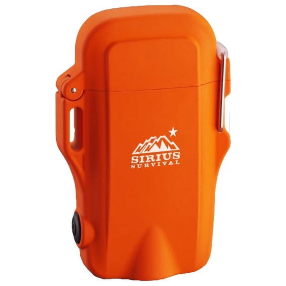 Arc4 Lit Lighter 2.0 - Rechargeable Outdoor Waterproof Dual Arc Plasma Lighter with Flashlight & Lanyard - Orange